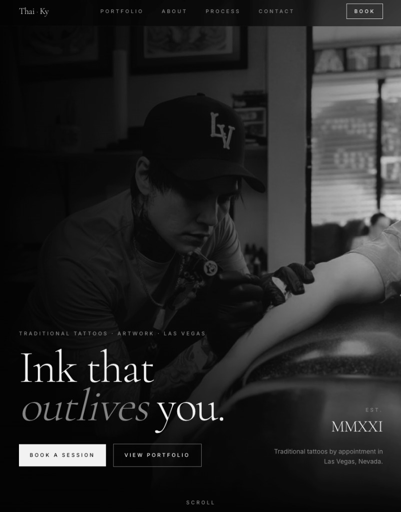 ThaiKy Tattoos website designed by Nogueras Designs (ND.Builds)